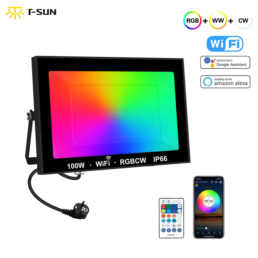Outdoor Power Outlet Wifi - T-sunrise-Projecteur intelligent RVB avec télécommande, budgétaire