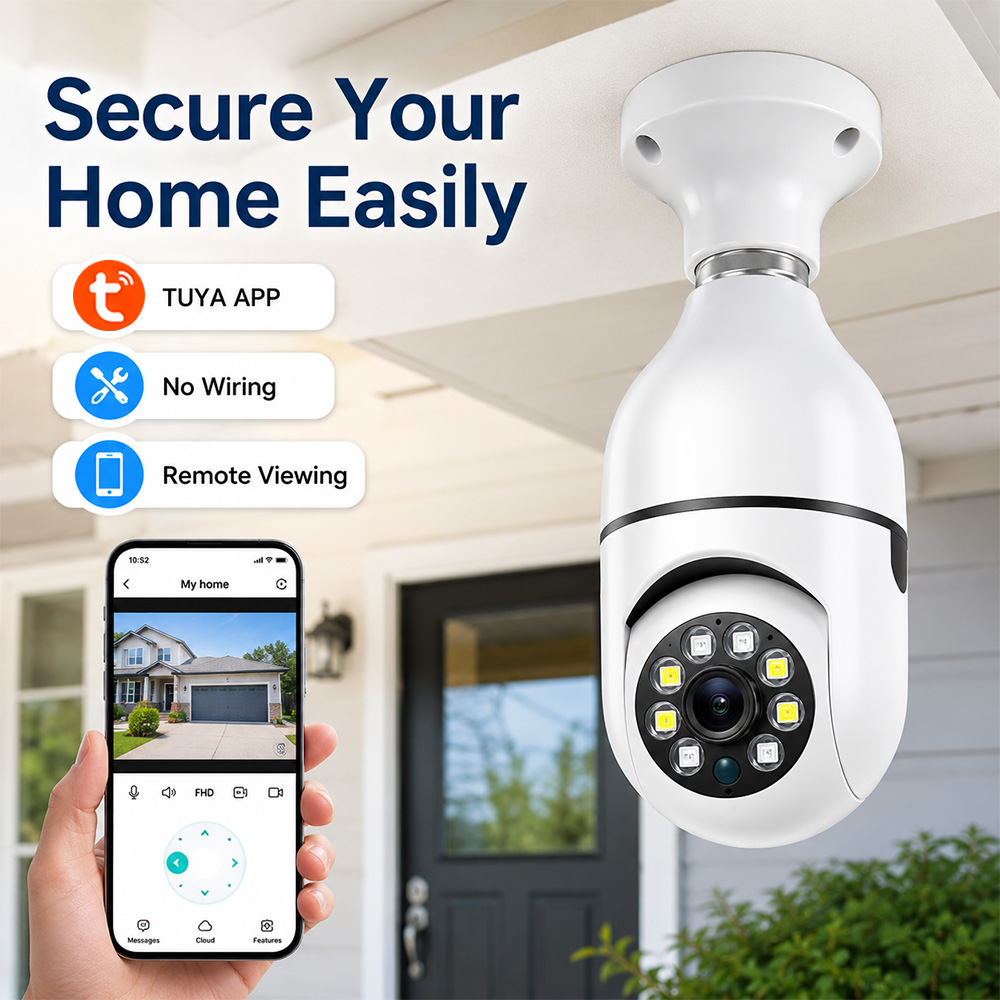 Outdoor Power Outlet Wifi - Caméra d'ampoule E27 1080P HD TUYA,