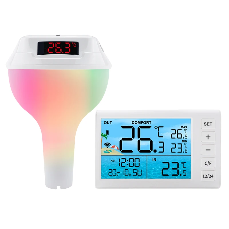 Outdoor Power With Timer - Thermomètre de piscine extérieur étanche à