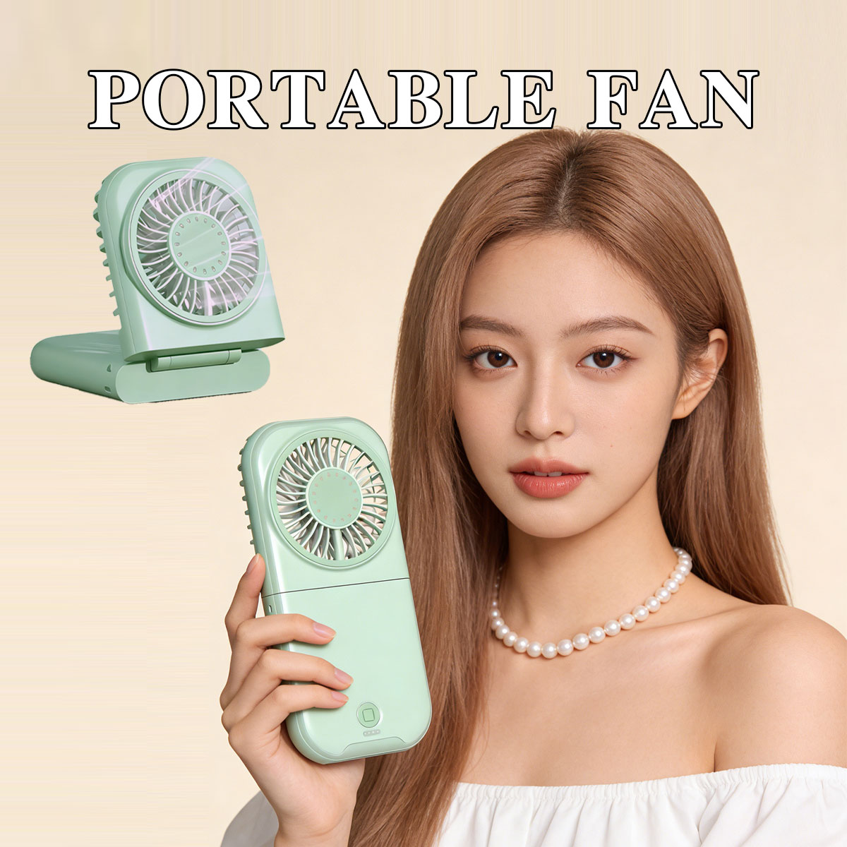 Outdoor Power With Timer - Ventilateur de bureau pliable, rechargeable par